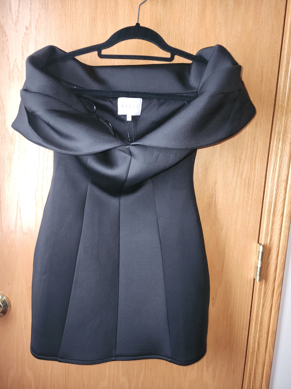 NWT $300 WHIT Strapless Black Fold-Over Neck Cocktail Mini Dress Size Medium